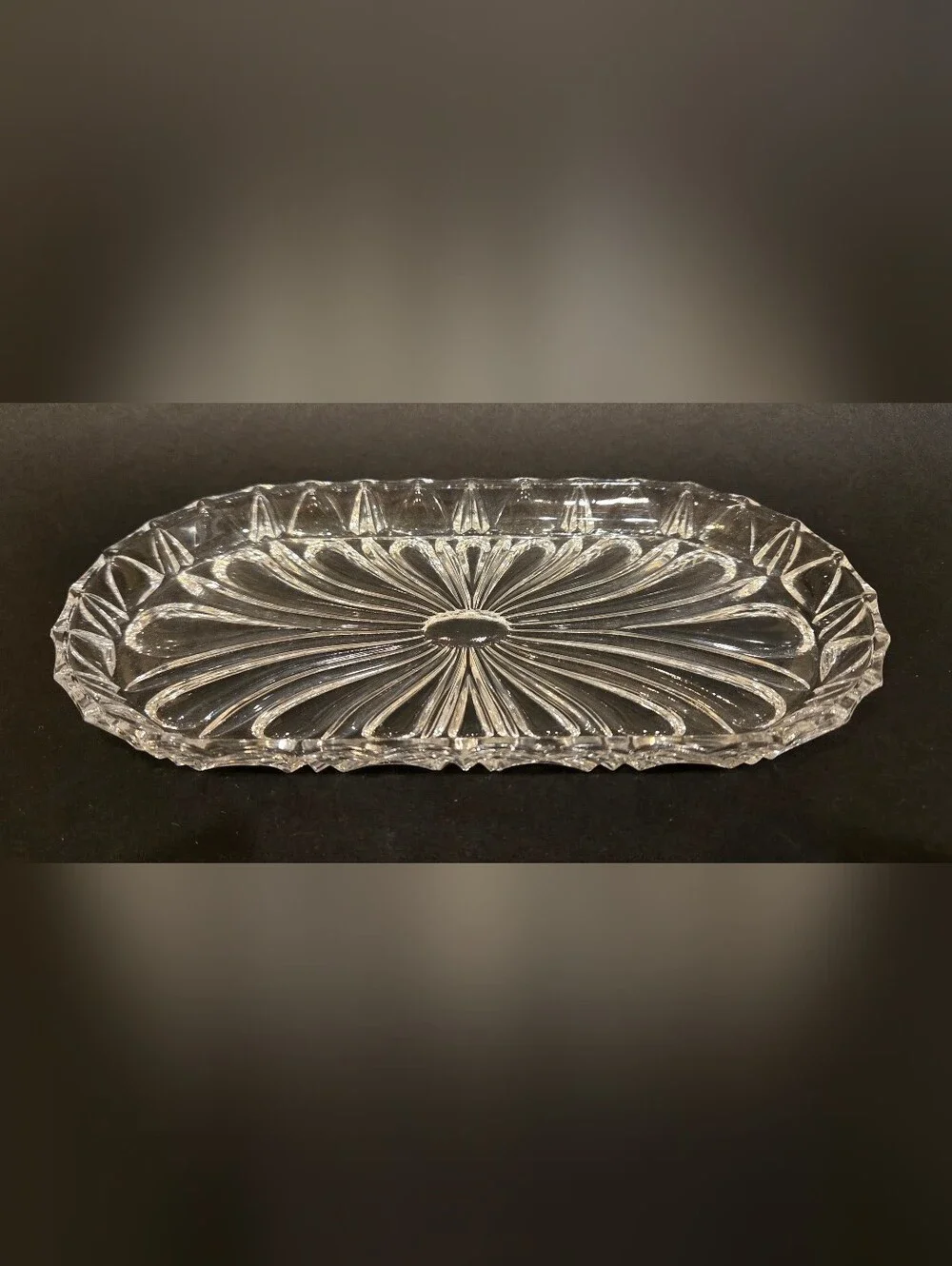 Vintage Oval Crystal Celery Dish